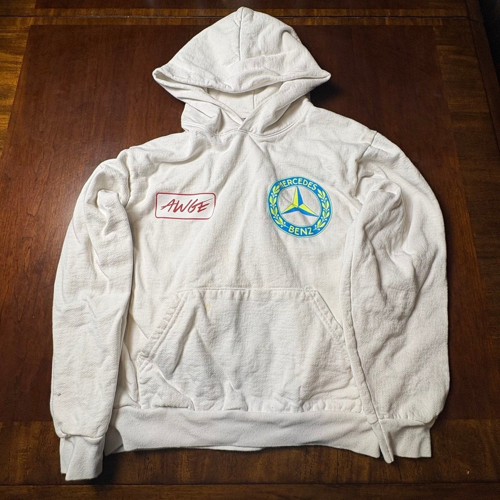 Awge Mercedes-Benz Logo Hoodie White USA Made Men's Small